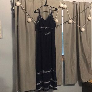 Navy blue tie dyed maxi dress